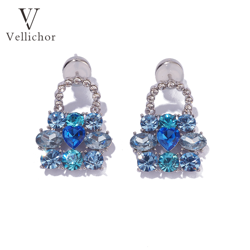 铜合金耳饰 【包罗万象】精致超仙蓝色爱心包包耳环女时尚通勤耳钉