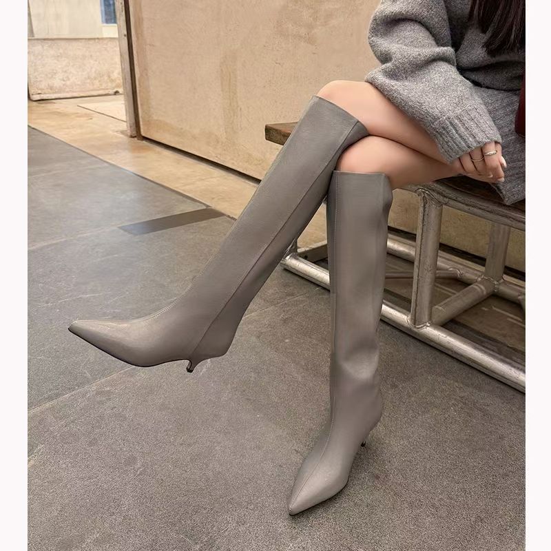 888-1/牛皮/5cm/时装靴女鞋时尚长靴骑士冬季高跟秋冬