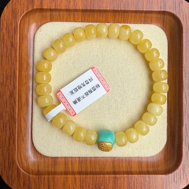 天然蜜蜡7m老型单圈蜜蜡手串