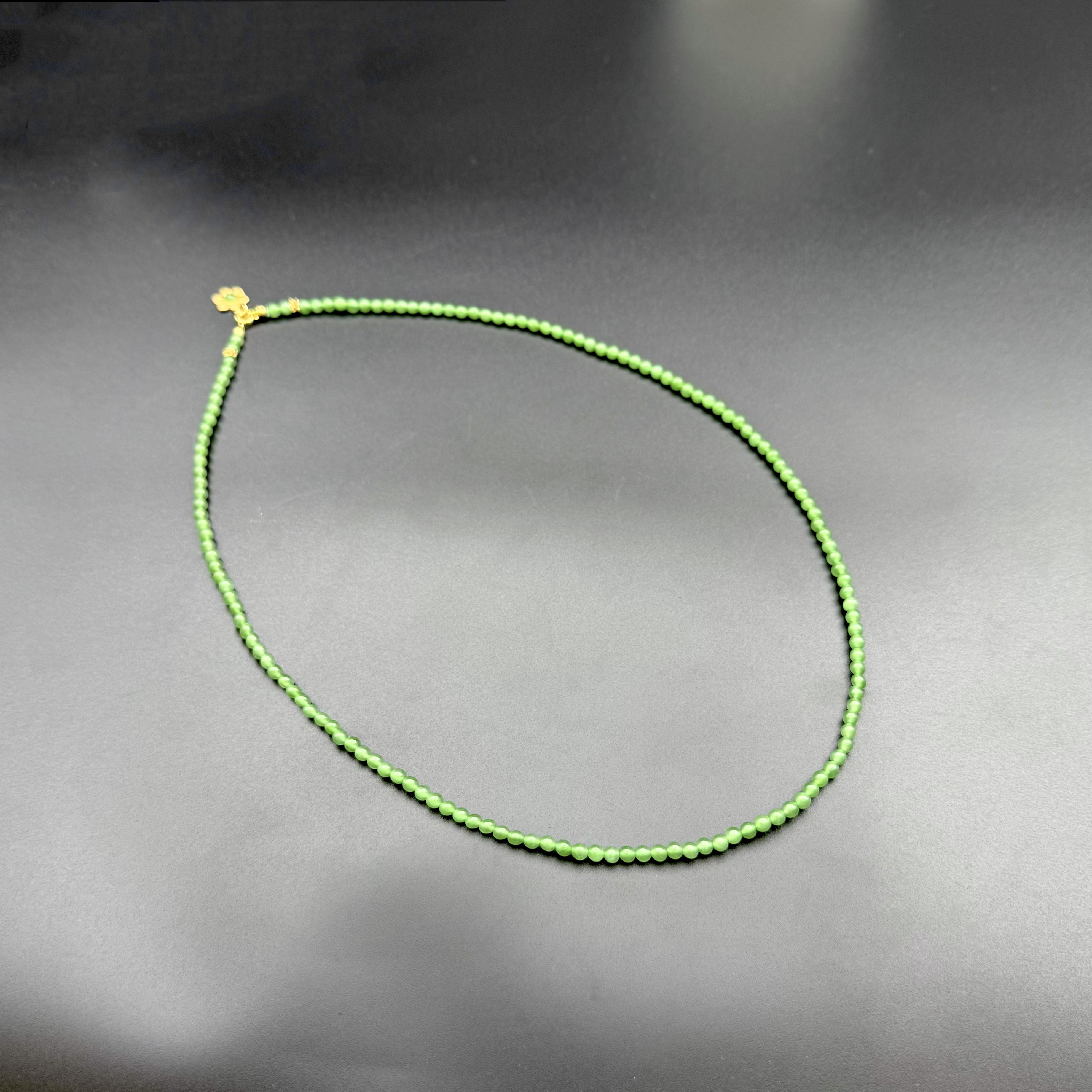 【V姐珠宝】和田玉俄罗斯碧玉小米珠项链 4mm-HC576