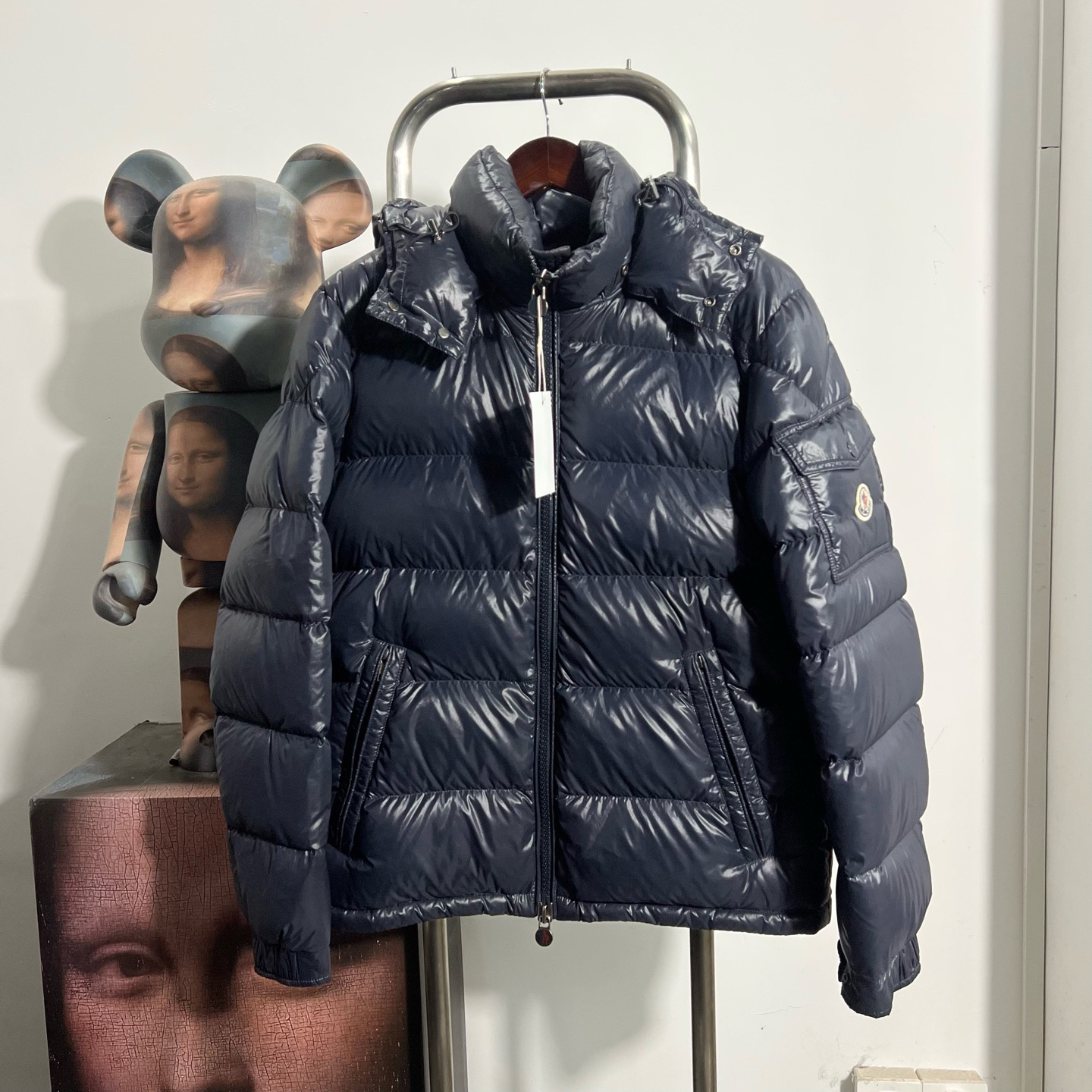 99新 MONCLER 深蓝色羽绒服 AA1012尺码2 衣长64 胸围57
