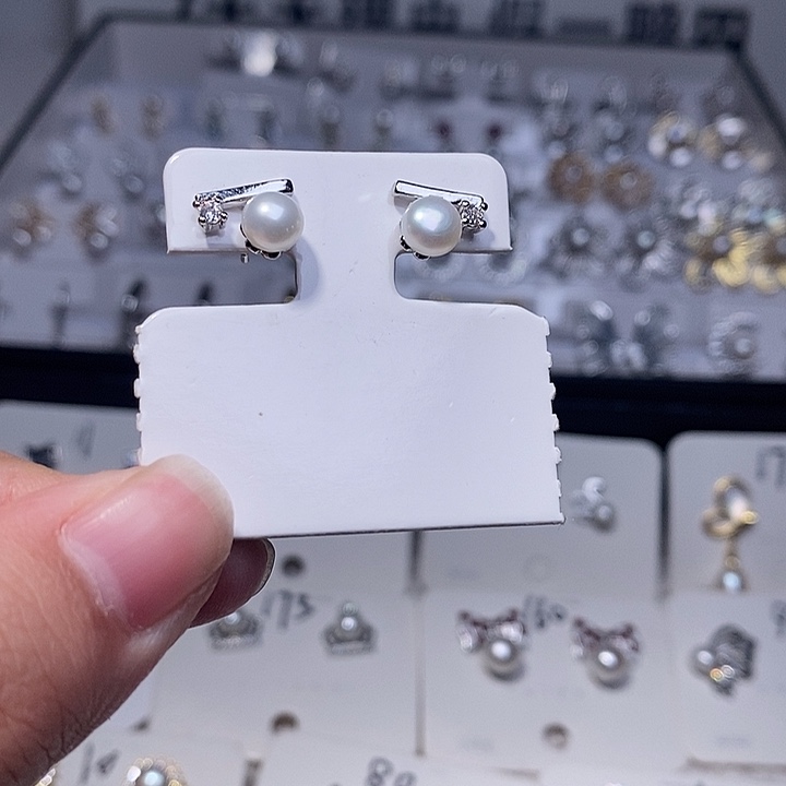 耳饰银S925镶嵌淡水珍珠