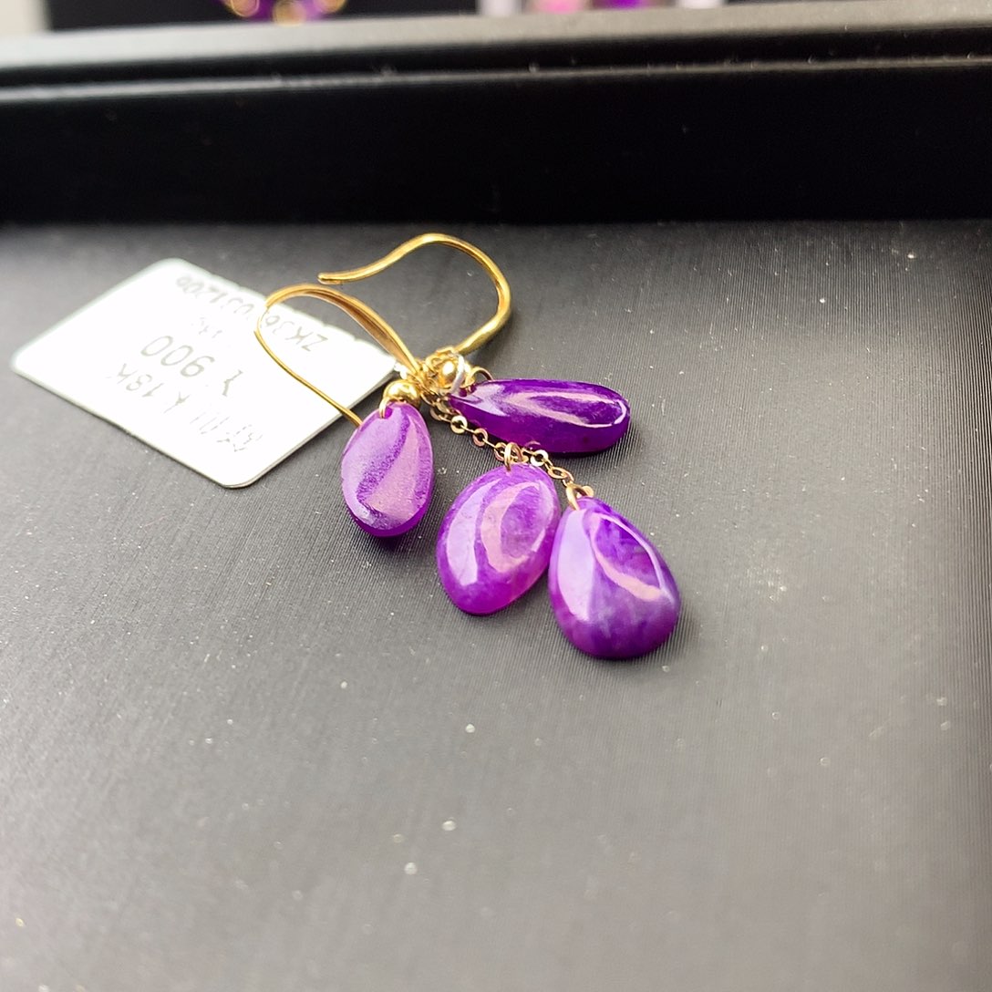 苏纪石（舒俱来）耳饰18K金镶嵌