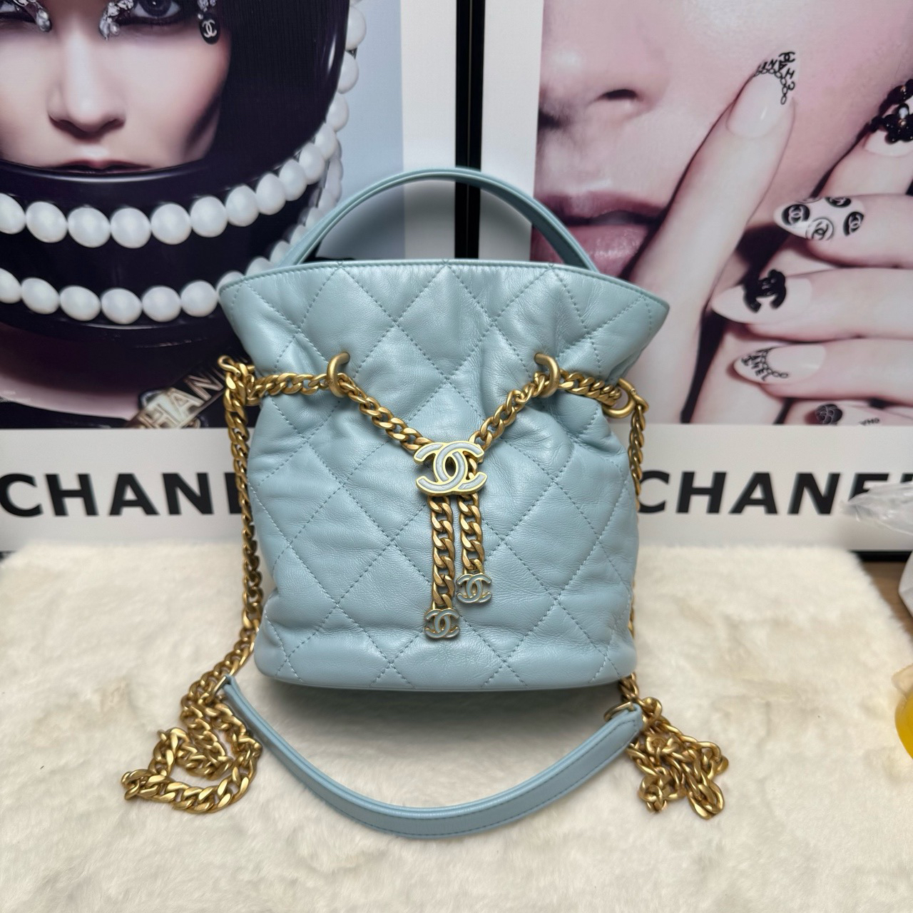 99新 Chanel/香奈儿 22p淡蓝色珐琅扣福袋（芯片款）