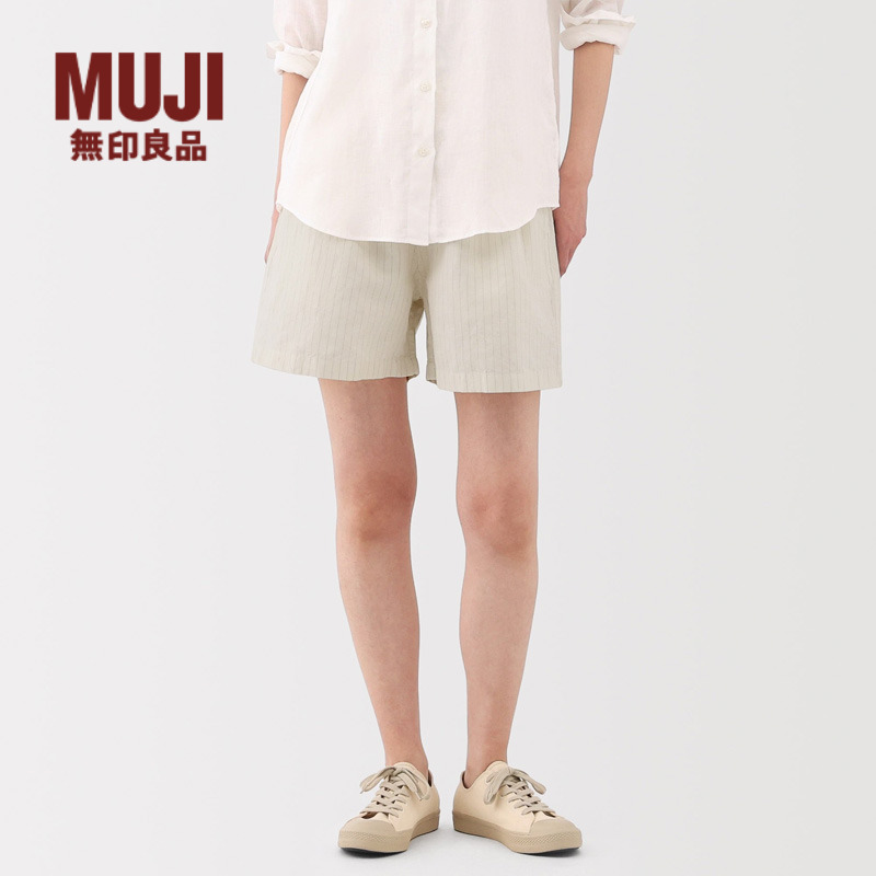 无印良品 MUJI 女式 汉麻 棉 轻便短裤 裤子女款夏季款休闲裤