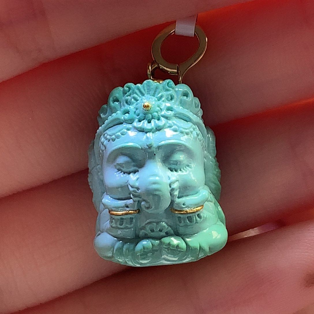 绿松石18K金镶嵌 吊坠