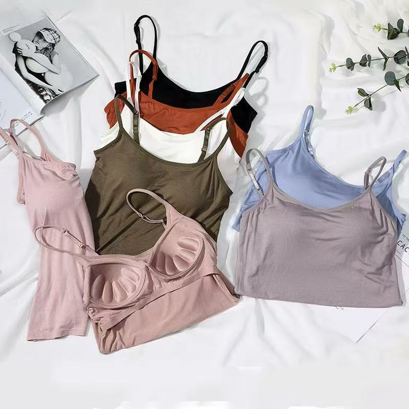 3233#雅歌精选吊带可调节罩杯文胸一体式背心吊带背心