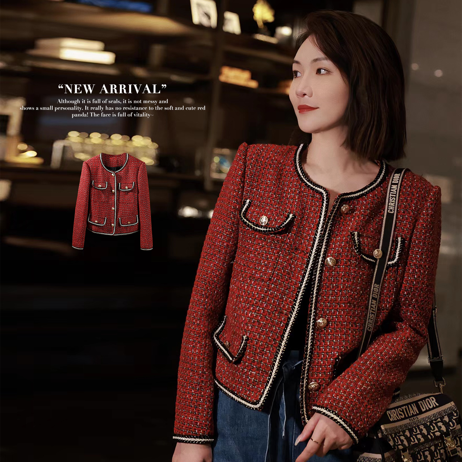 陈大猪【新年战袍】秋冬小香外套洋气过年女装大人款-DLD2706