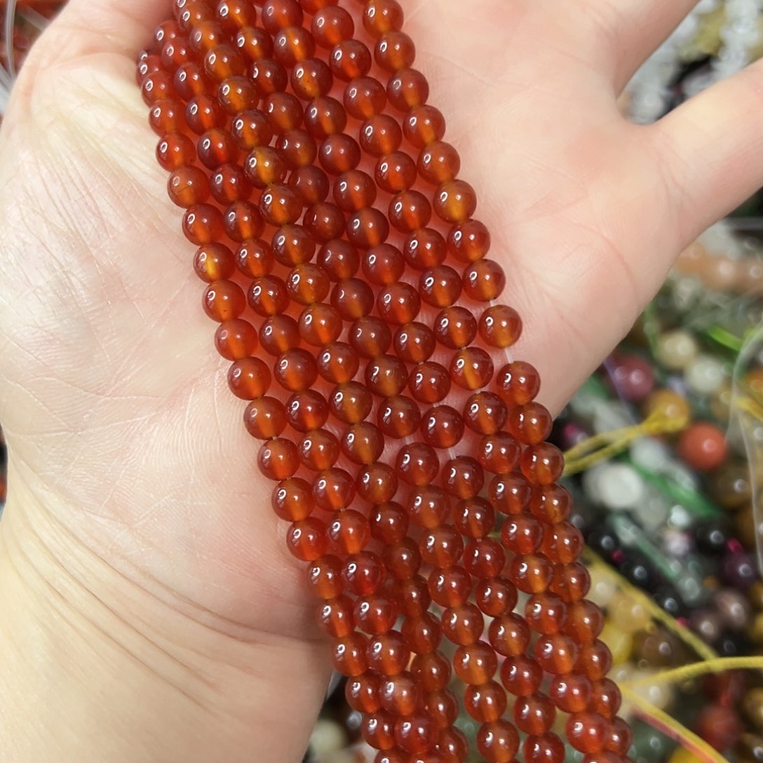 玛瑙/玉髓未镶嵌珠宝半成品，卡5柿子红玛瑙2条