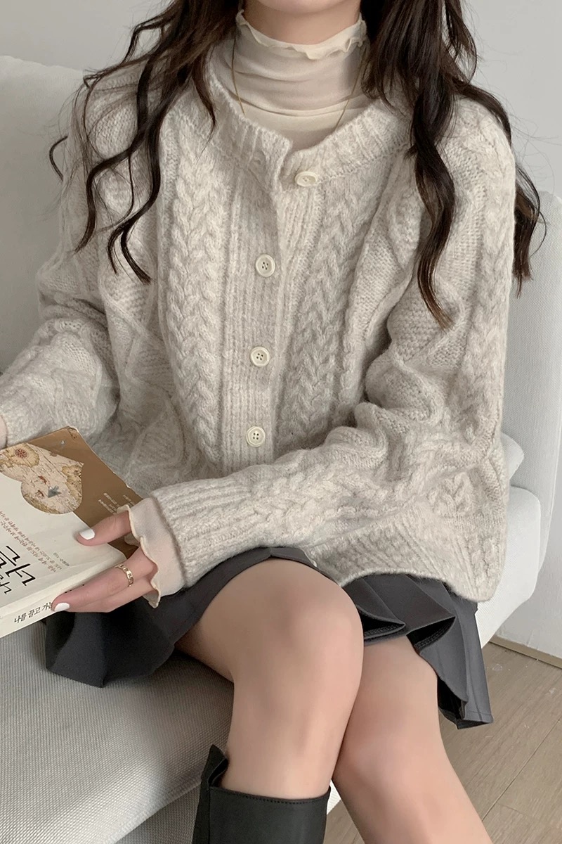 【A701-A750】秋冬新款女外套加厚慵懒风学院风针织毛衣开衫韩版
