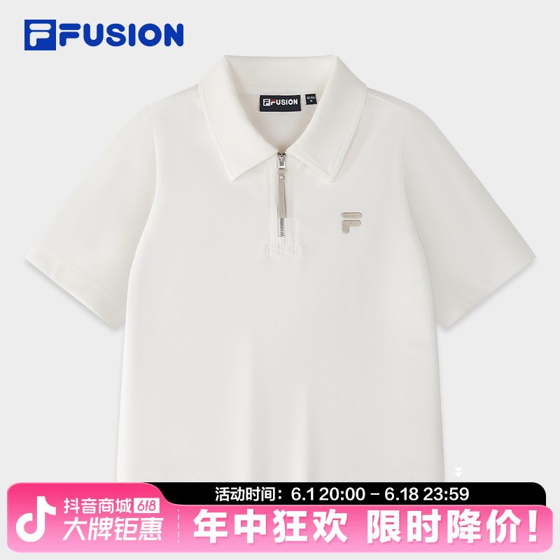 FILA斐乐修身显瘦短袖POLO衫女运动休闲短款半袖夏季T11W523110F