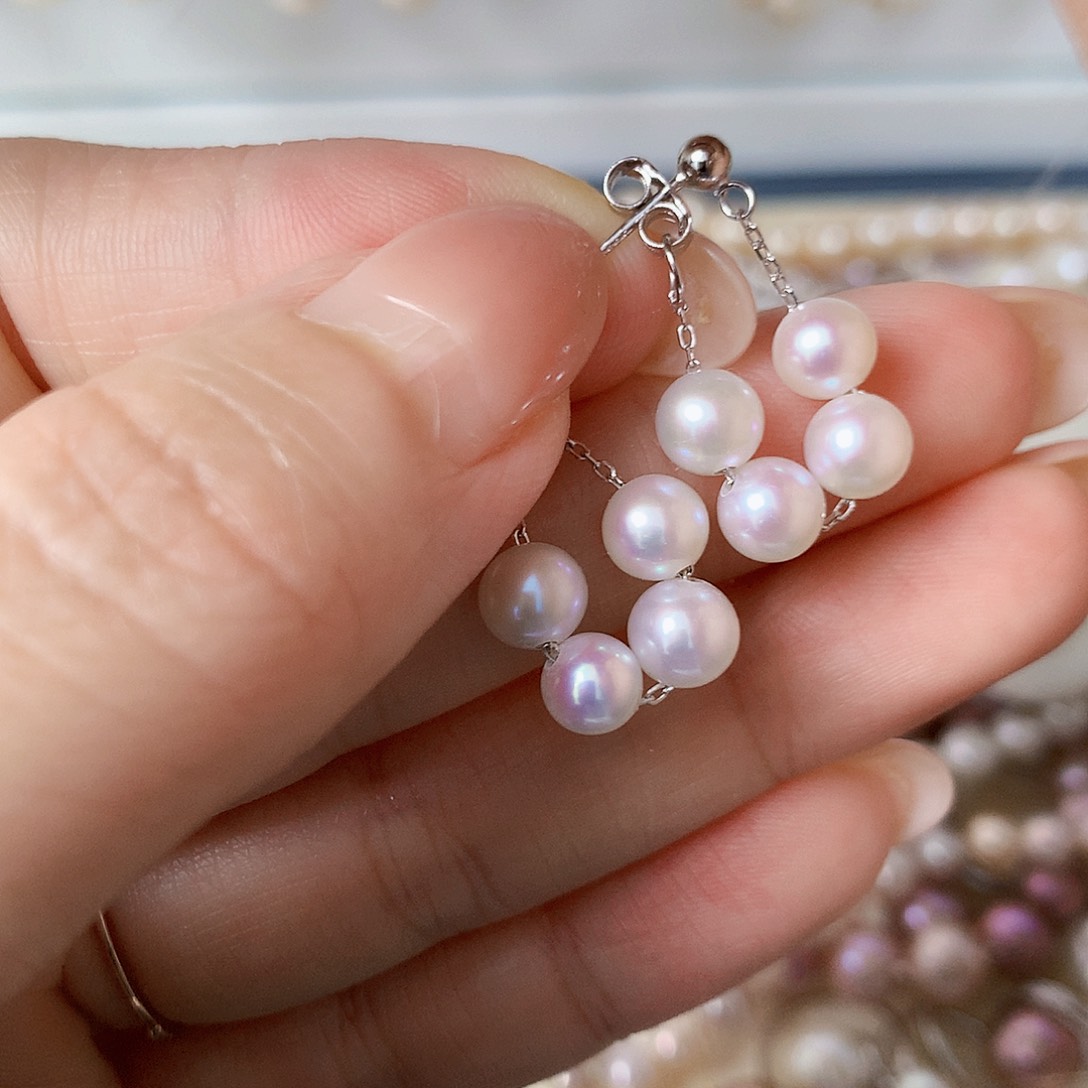 银S925镶嵌淡水珍珠耳饰