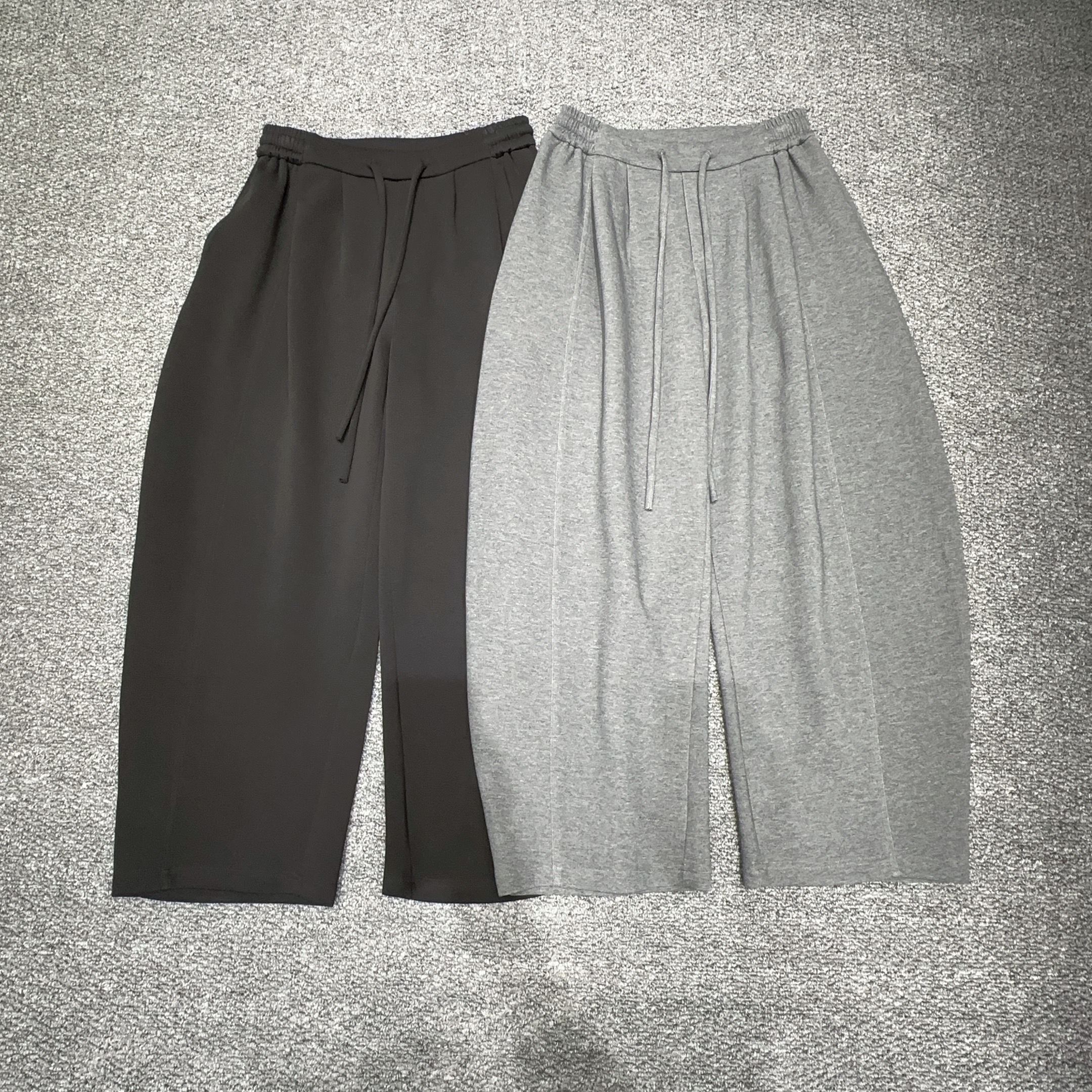 （高端线）03慵懒纯色珠地棉中腰直筒裤褶皱潮宽松休闲裤裤卫裤透气