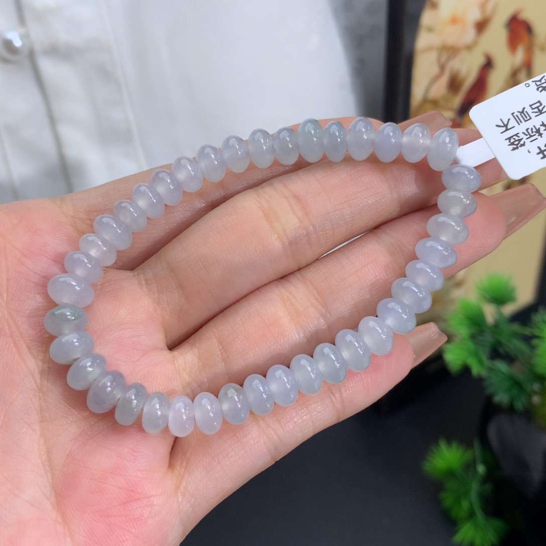 翡翠手链未镶嵌卡6.3-7.1冰胶淡紫鼓珠手串