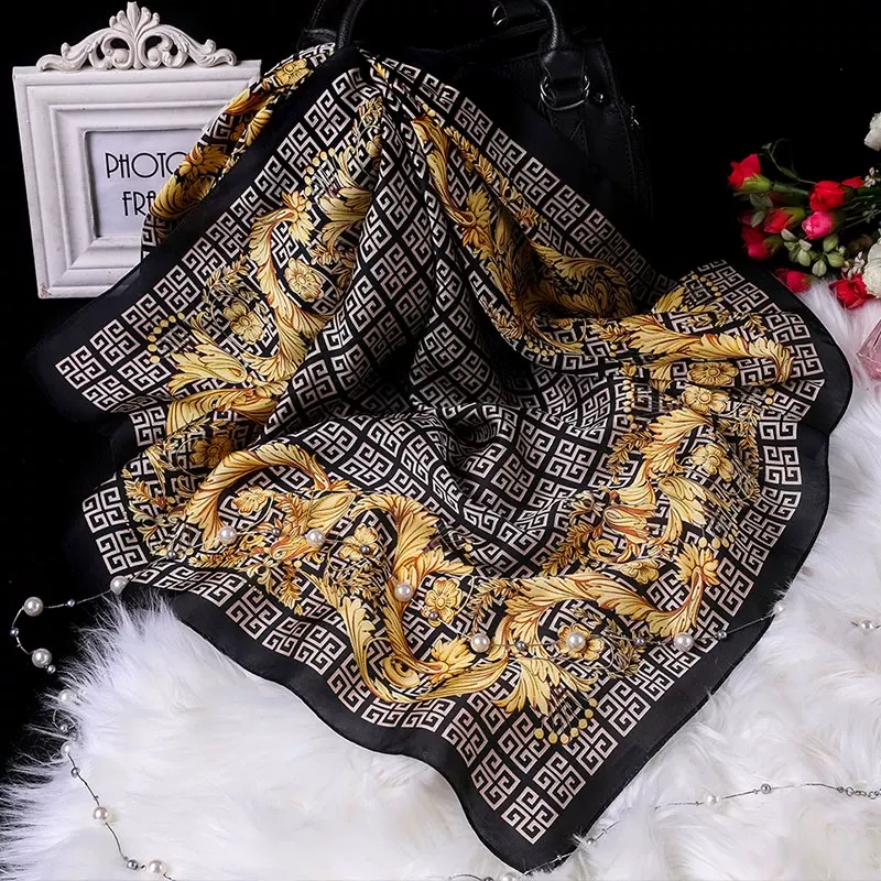 【雍容华贵】时尚气质百搭丽锦缎披肩小方巾70*70（069-A）