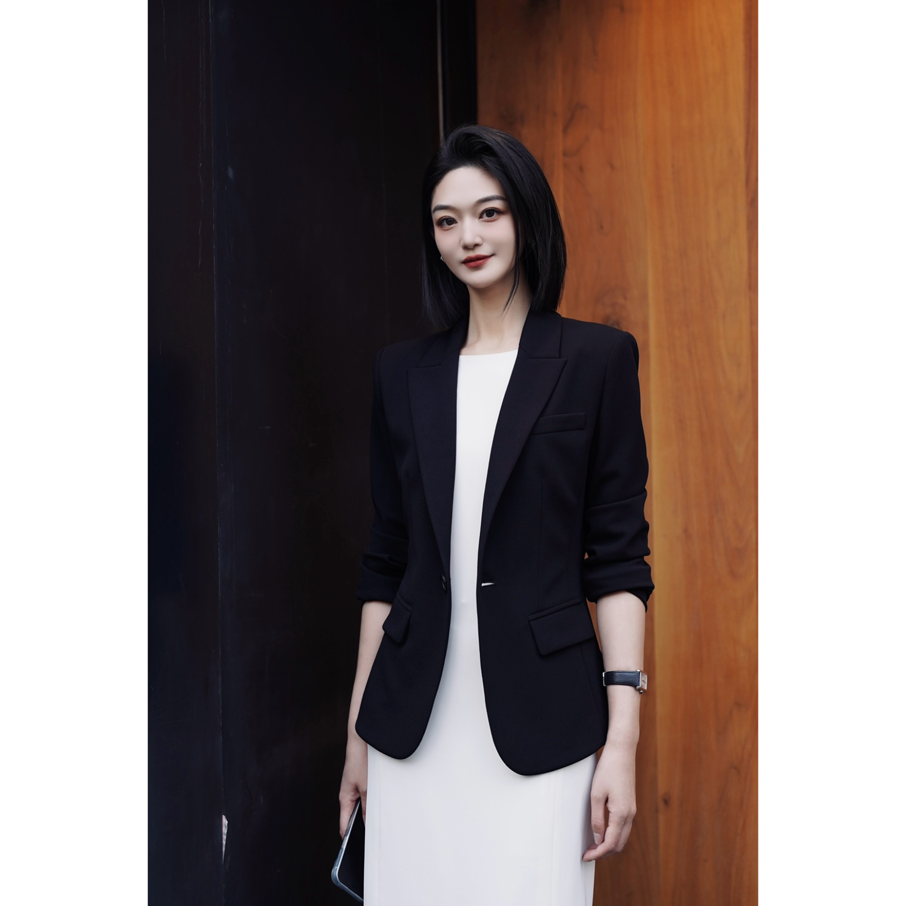 GIRDEAR哥弟新款女装气质长袖经典一粒扣收腰西装通勤外套1400757