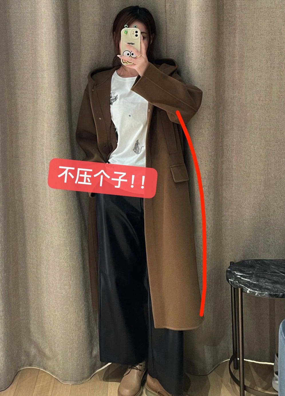 Vicky秋冬重磅M家100%绵羊毛连帽长款大衣