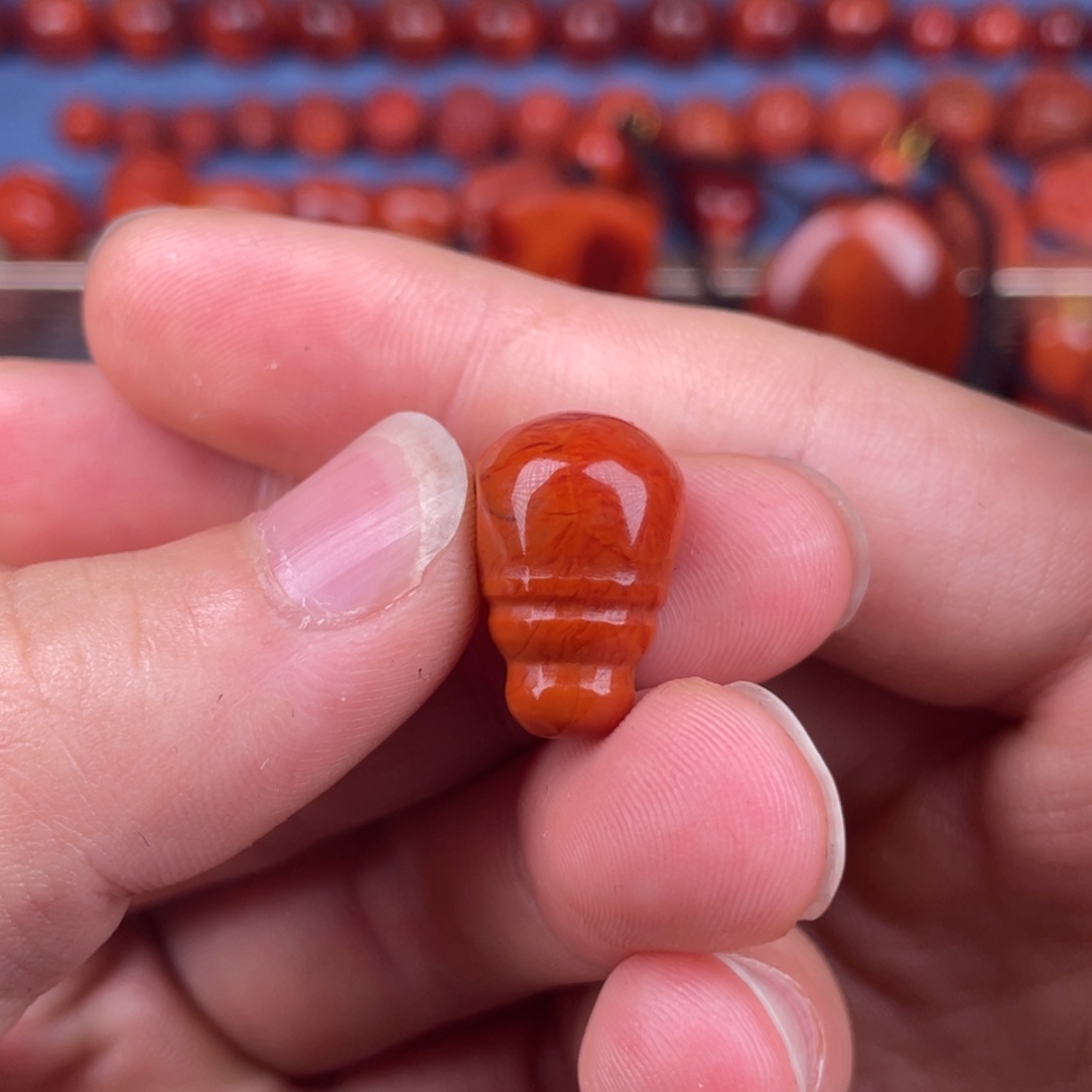 南红玛瑙未镶嵌其他11.5mm瓦西柿子虎皮火焰纹原矿三通