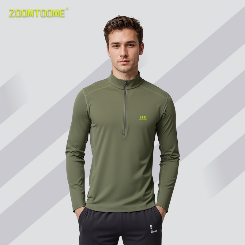 ZOOMTOOME众同男士秋冬跑步半拉链运动长袖磨毛锁温弹力速干外套