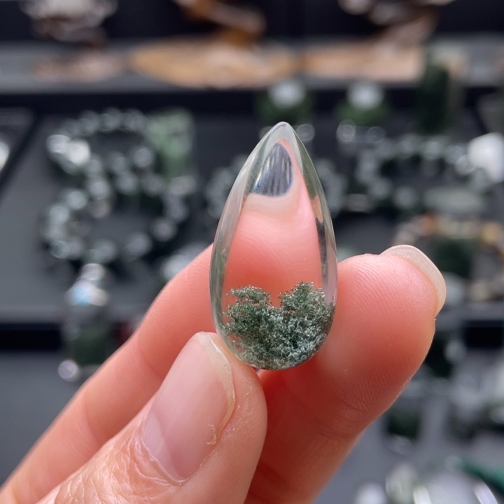 水晶颈饰未镶嵌绿幽灵聚宝盆吊坠