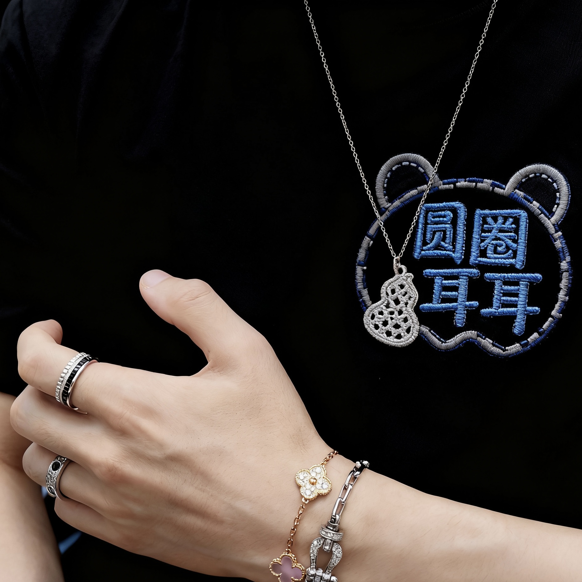 合金耳饰 搭配 宝老师 圆圈耳耳 印花ED