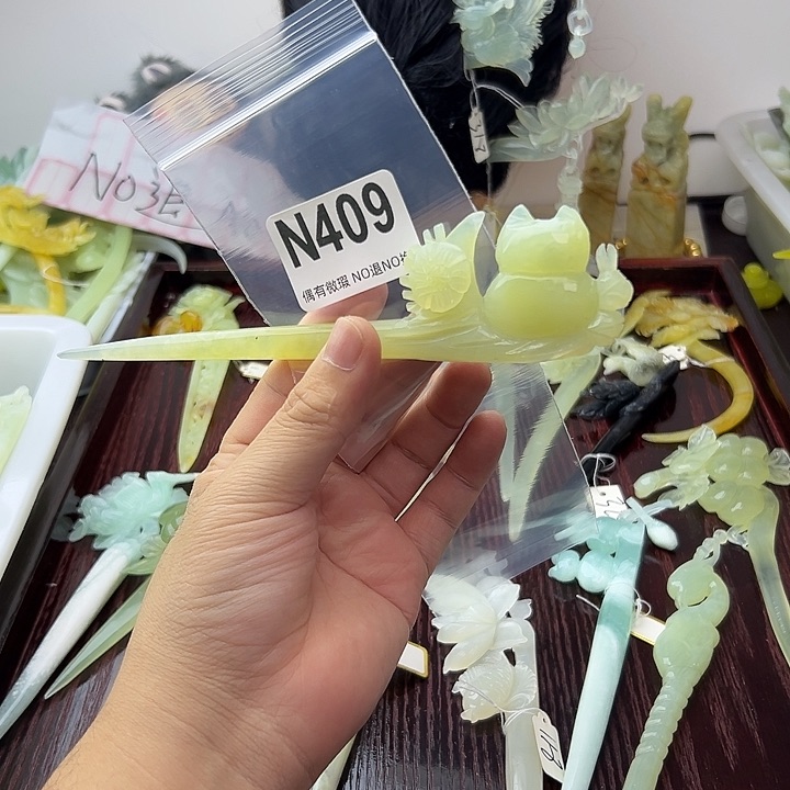 合金蛇纹石玉发饰用****8