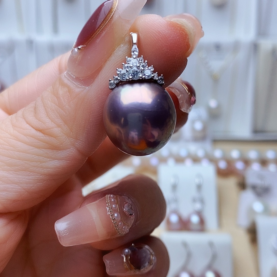 淡水珍珠吊坠(赠链)银S925镶嵌橙*