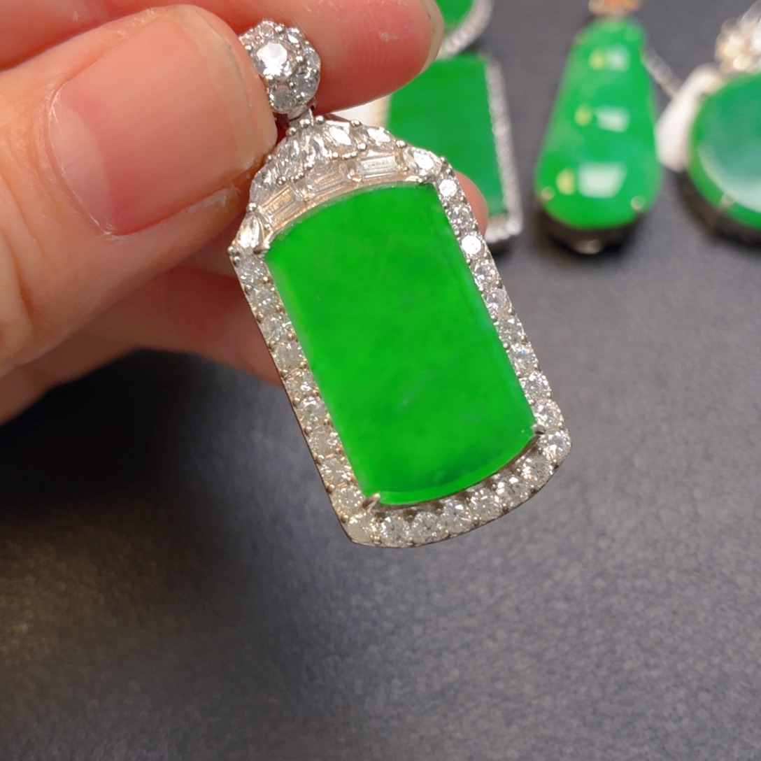 翡翠银S925镶嵌吊坠(不含链)