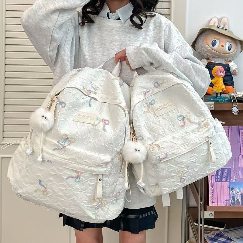 书包女休闲高颜值简约风森系纯色女ins风大学生小众双肩网红背包