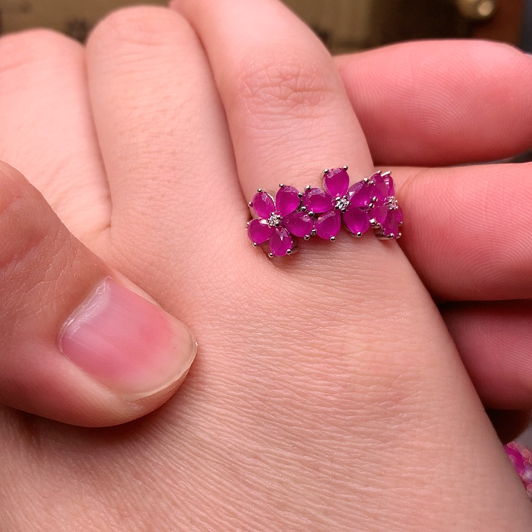 红宝石戒指银S925镶嵌