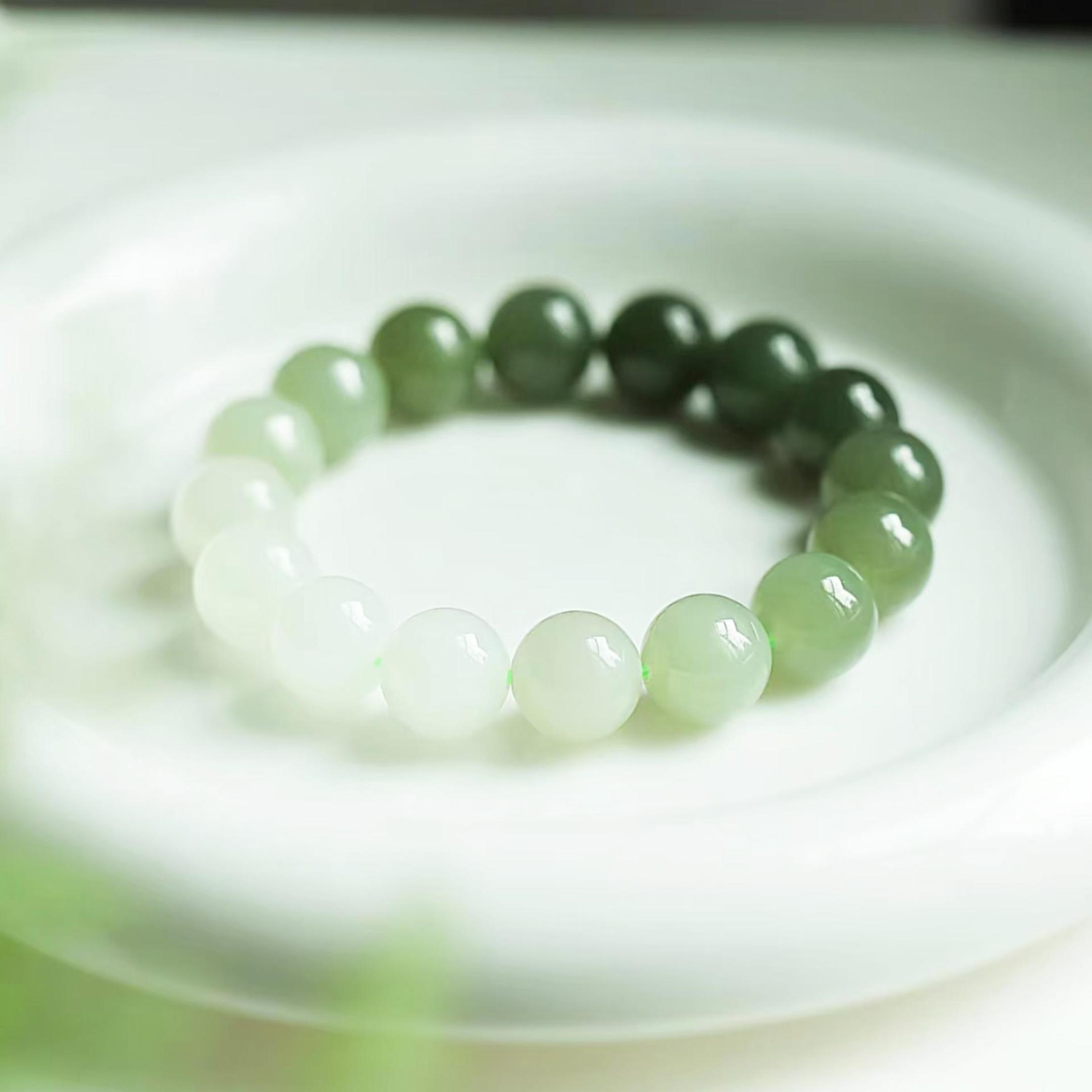 【贞爱福】天然和田玉手串渐变色和田玉手串优雅大气气质百搭手串