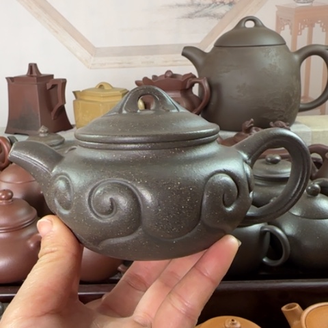 紫砂茶壶梨皮天青250cc