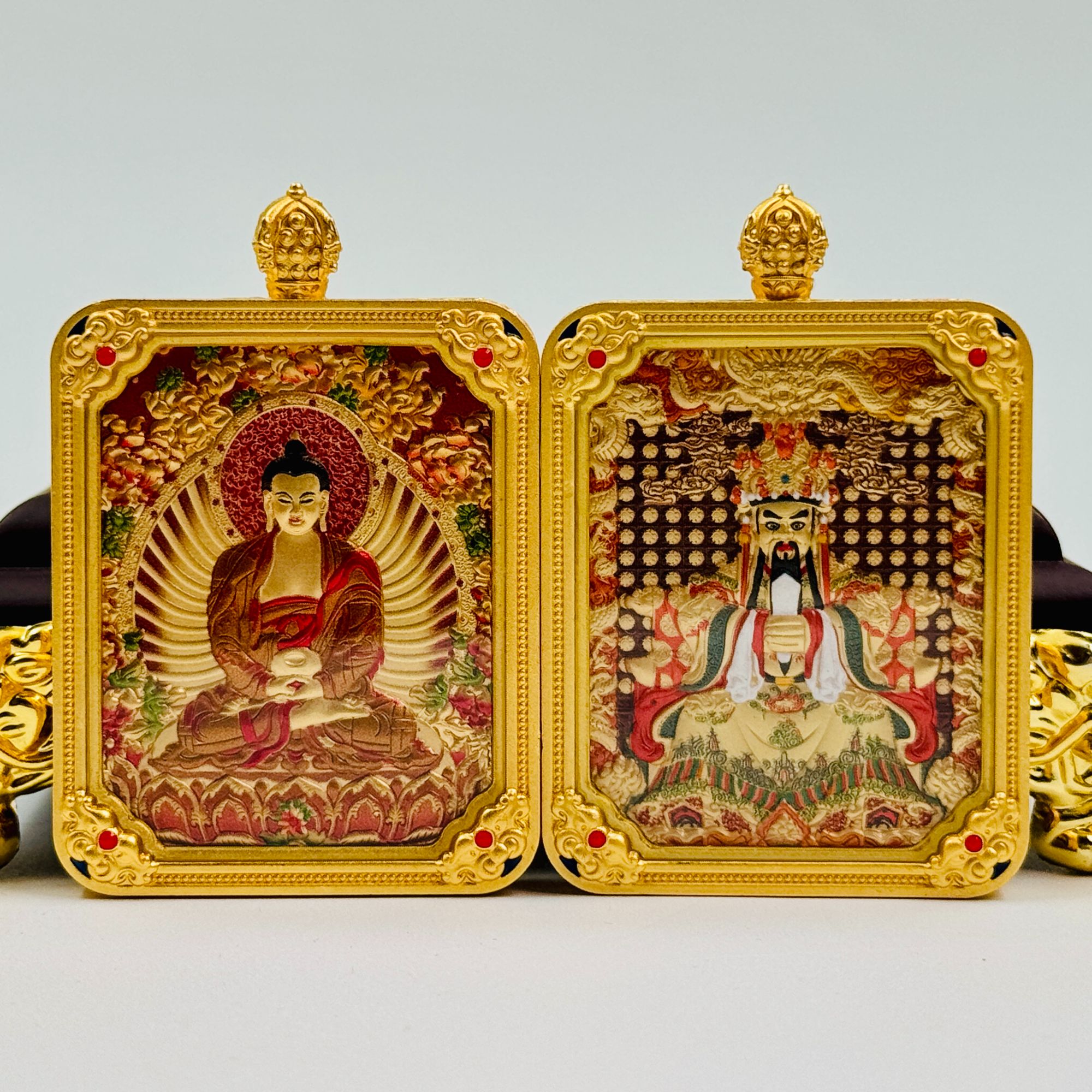 纯铜镀金双面立体浮雕唐卡唐卡吊坠藏式款五台山直发