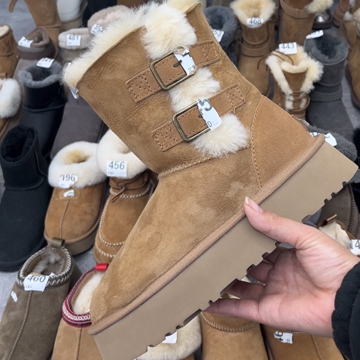 栗色两排扣厚底37