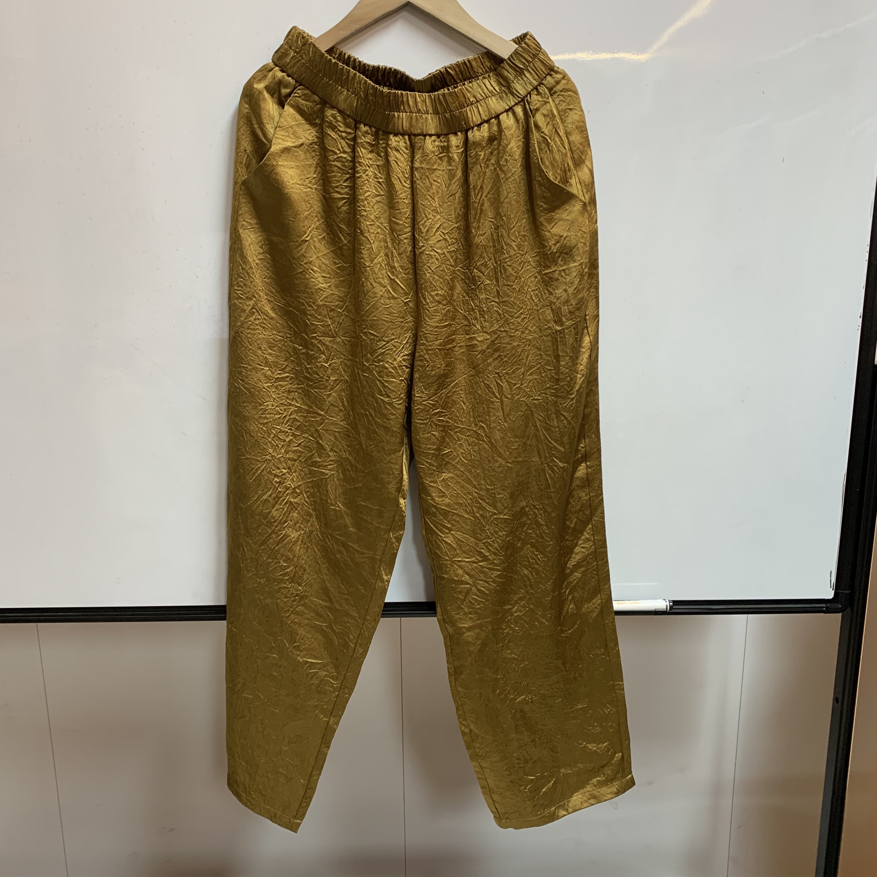 100醋酸皱休闲九分裤E473