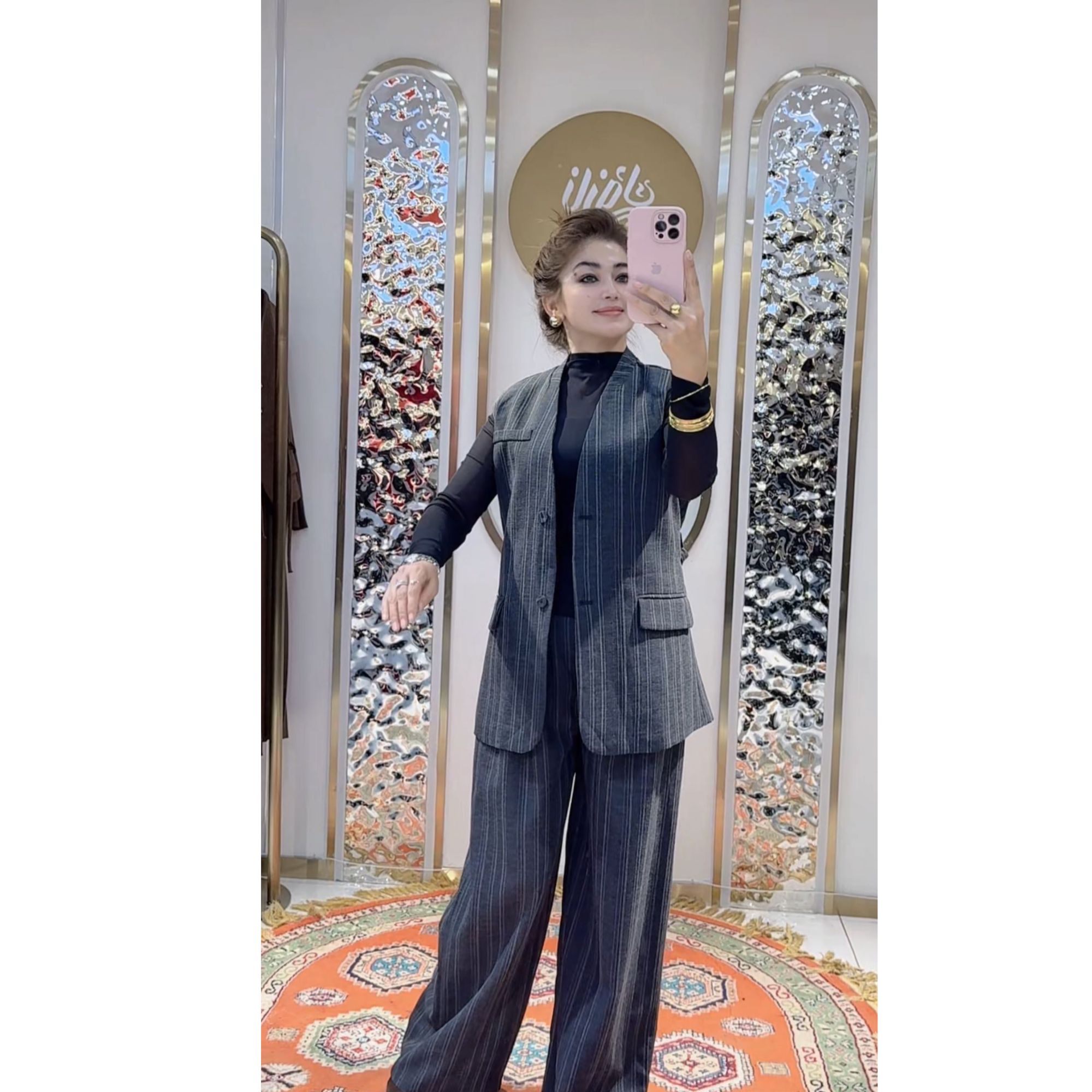 6635两件套常规款女宽松型西装条纹