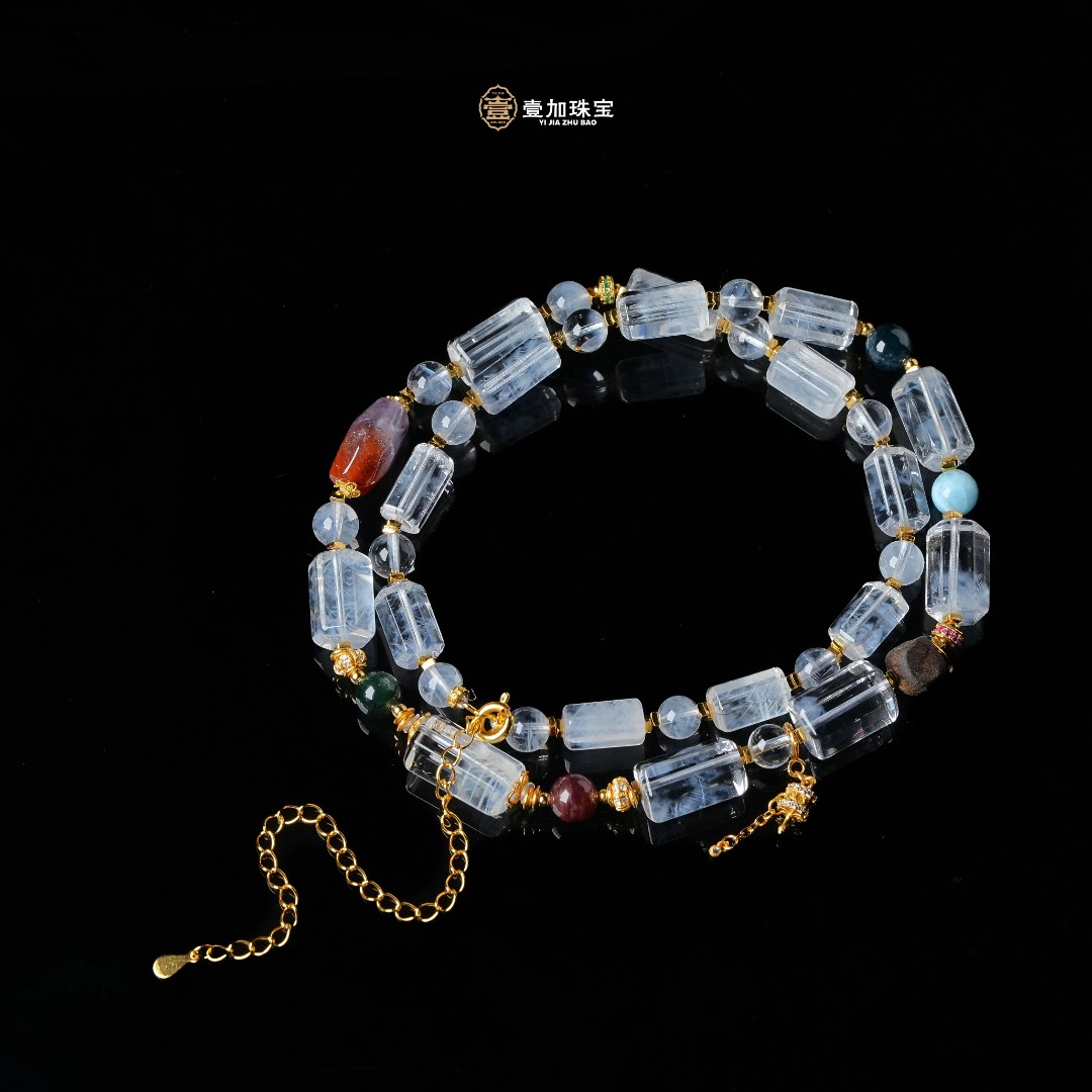 壹加维尼|手工设计水疗愈密码蓝针水晶多宝项链多样性发一8336N