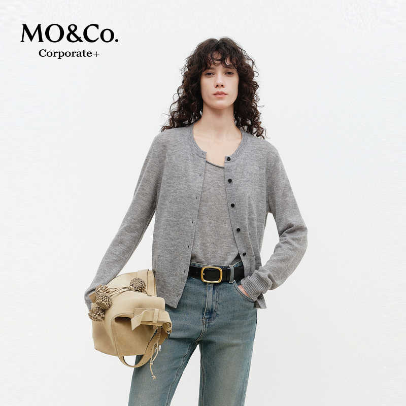 【C+系列】MOCO针织衫背心两件套2026春新品微闪绵羊毛MBF1CAR009