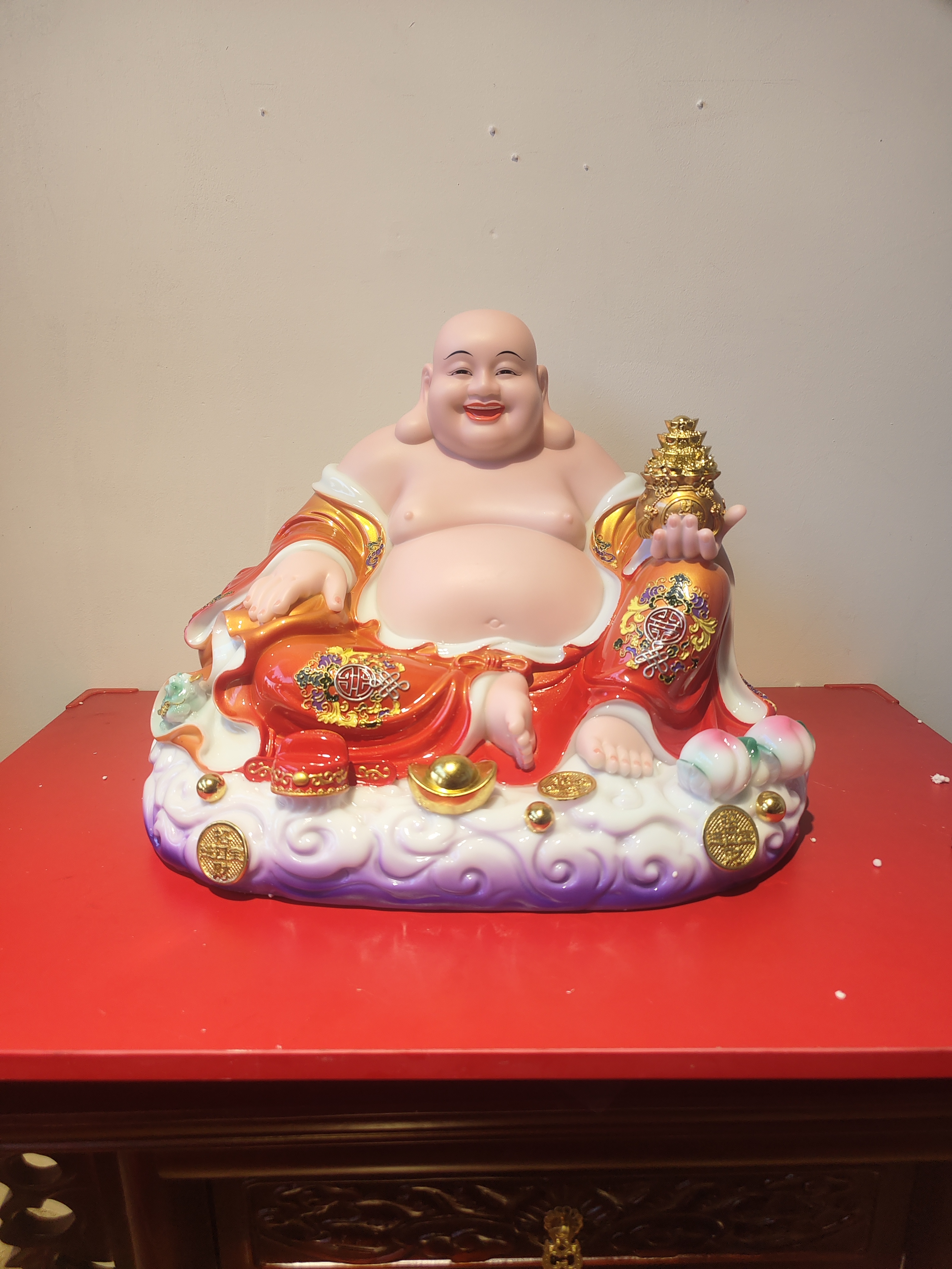 19寸合成汉白玉空心宽体弥勒佛