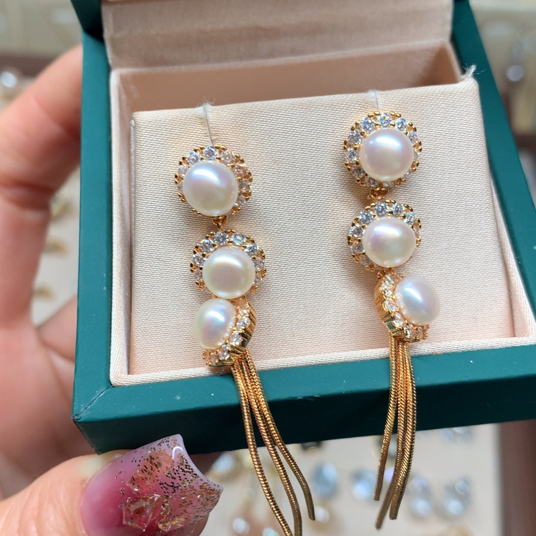 淡水珍珠耳饰合金