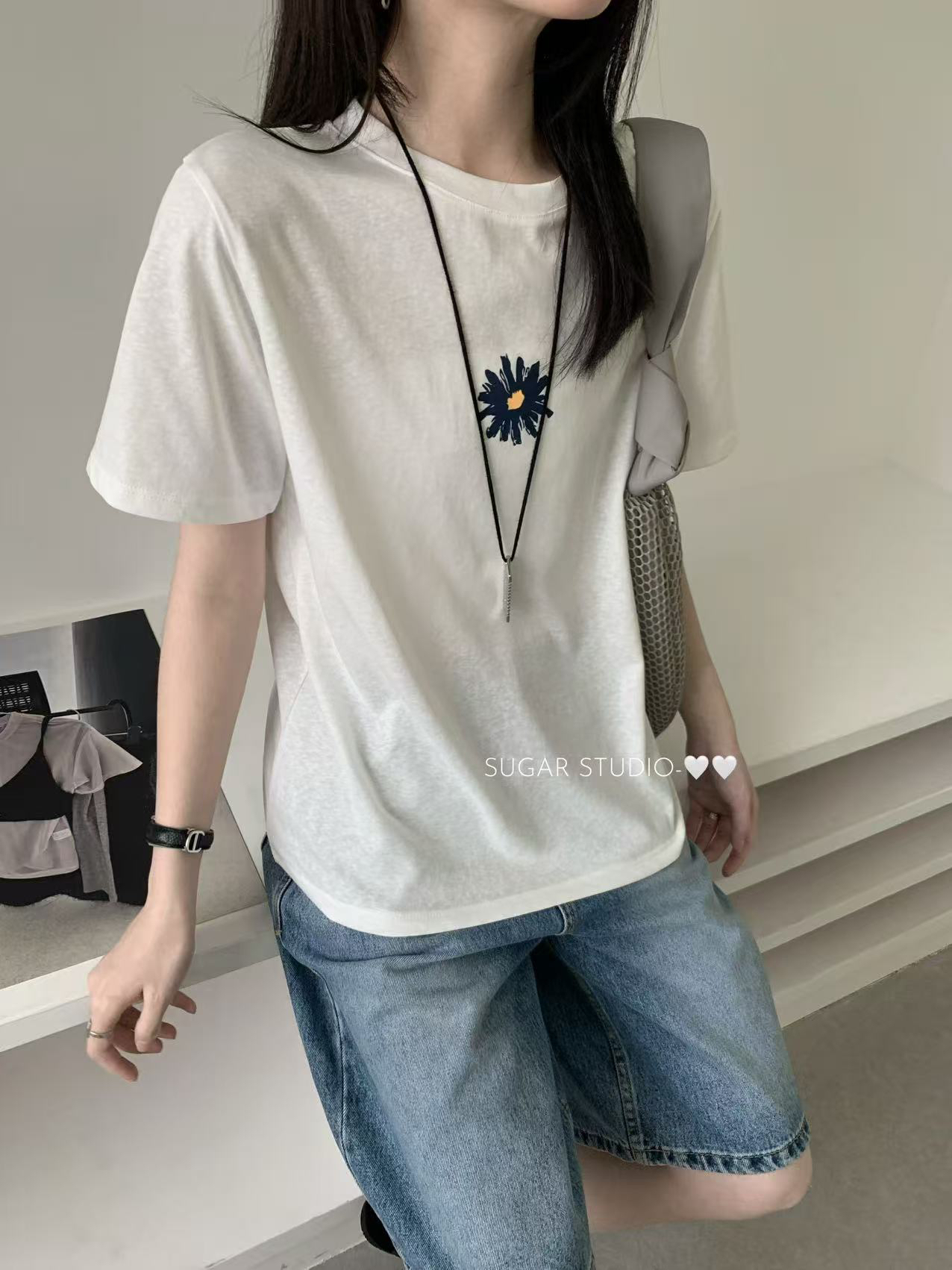 1725 夏季雪花棉 太阳花短袖T