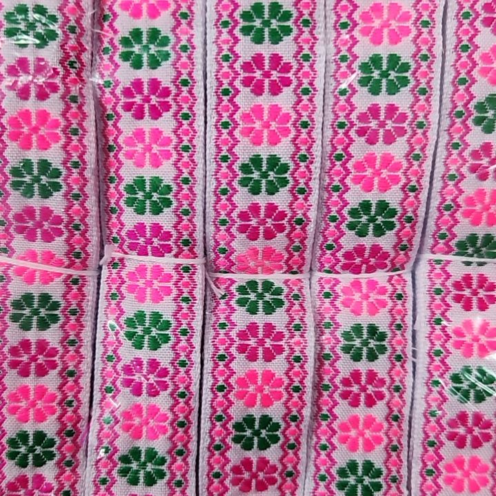 2公分15个白底粉玫红绿45