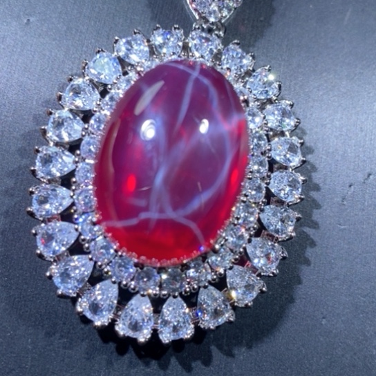 红宝石戒指银S925镶嵌