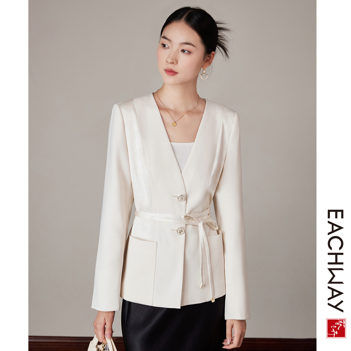 艺之卉【高级感提花拼接】轻奢通勤日常外套2024秋季气质时髦西装女