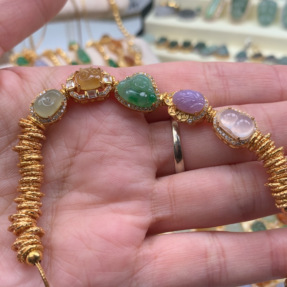 翡翠银S925镶嵌颈饰手链