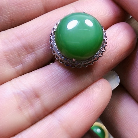 和田玉银S925镶嵌戒指