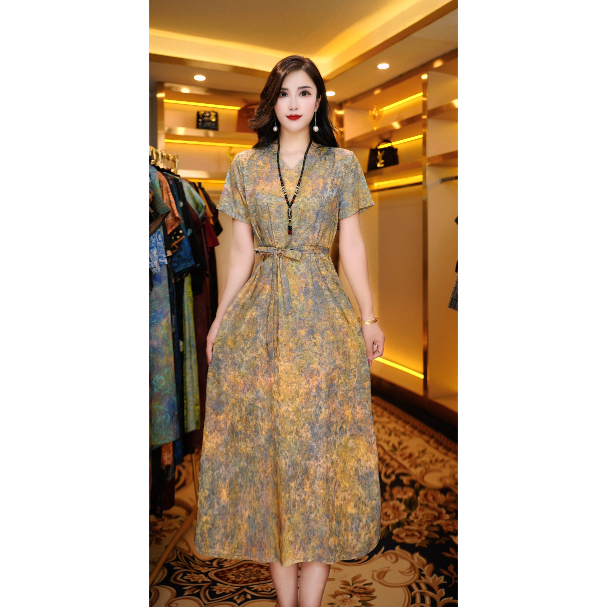 1384-7a国风传承新中式气质显瘦连衣裙
