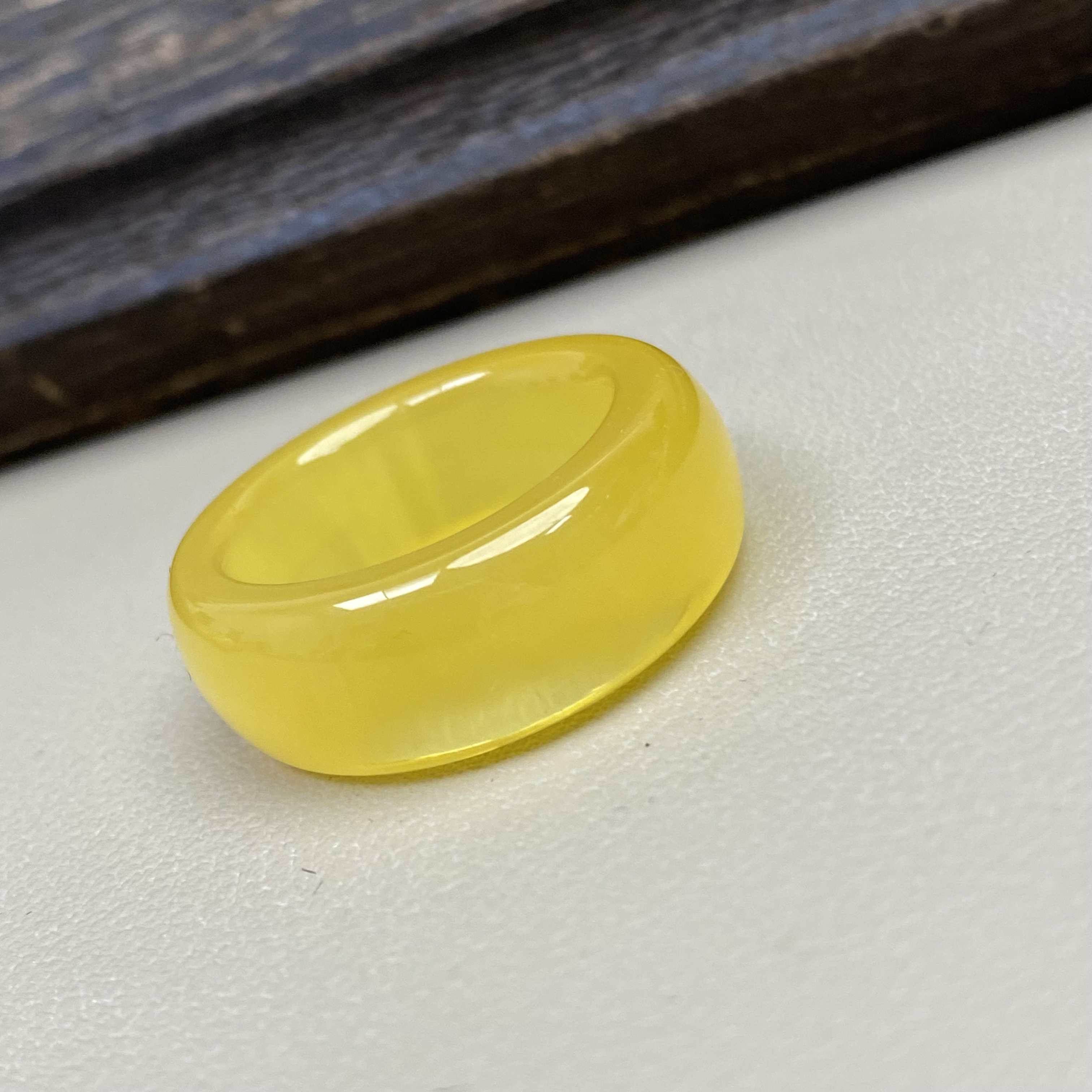 20.5圈口天然俄料鸡油黄蜜蜡戒圈时尚珠宝馒头戒指鸡油黄浓蜡蜜蜡