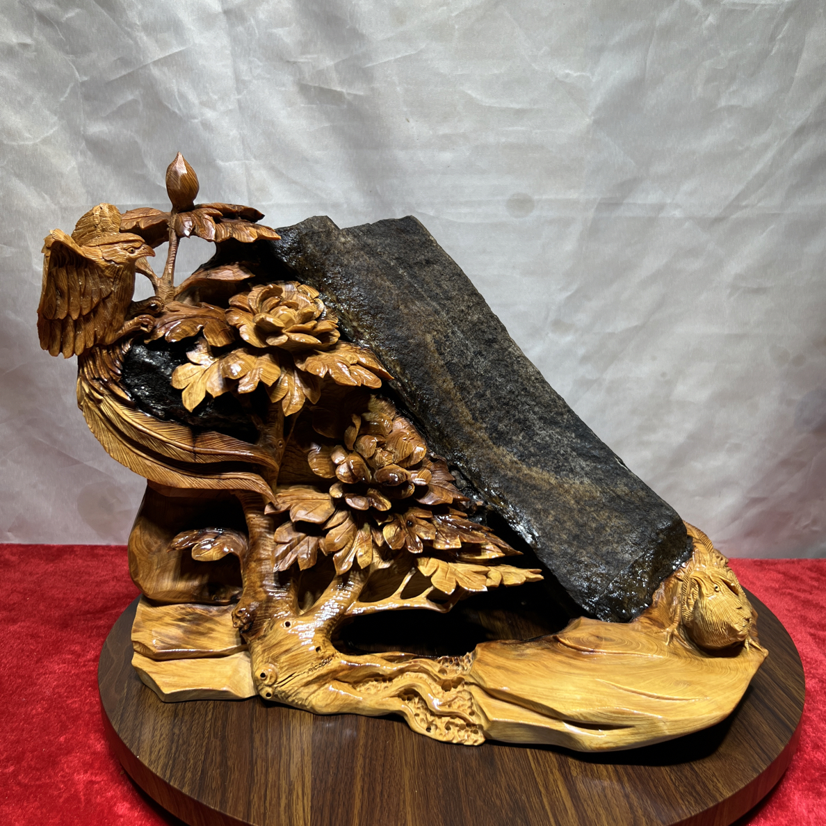 崖柏根雕花鸟风景木雕摆件家居装饰品