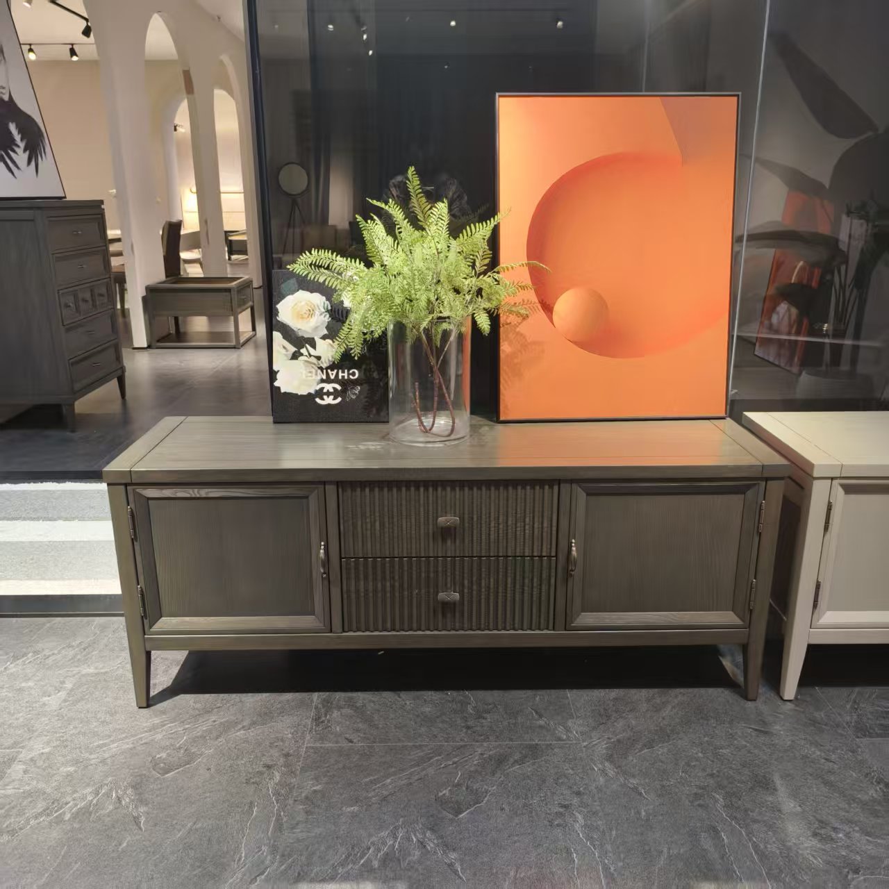 美式乡村风实木卧室电视柜